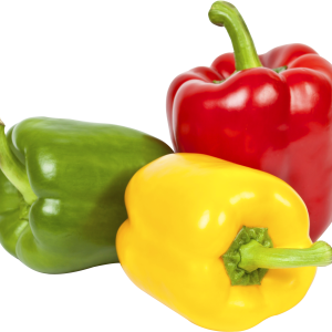 red, yellow, and green bell peppers